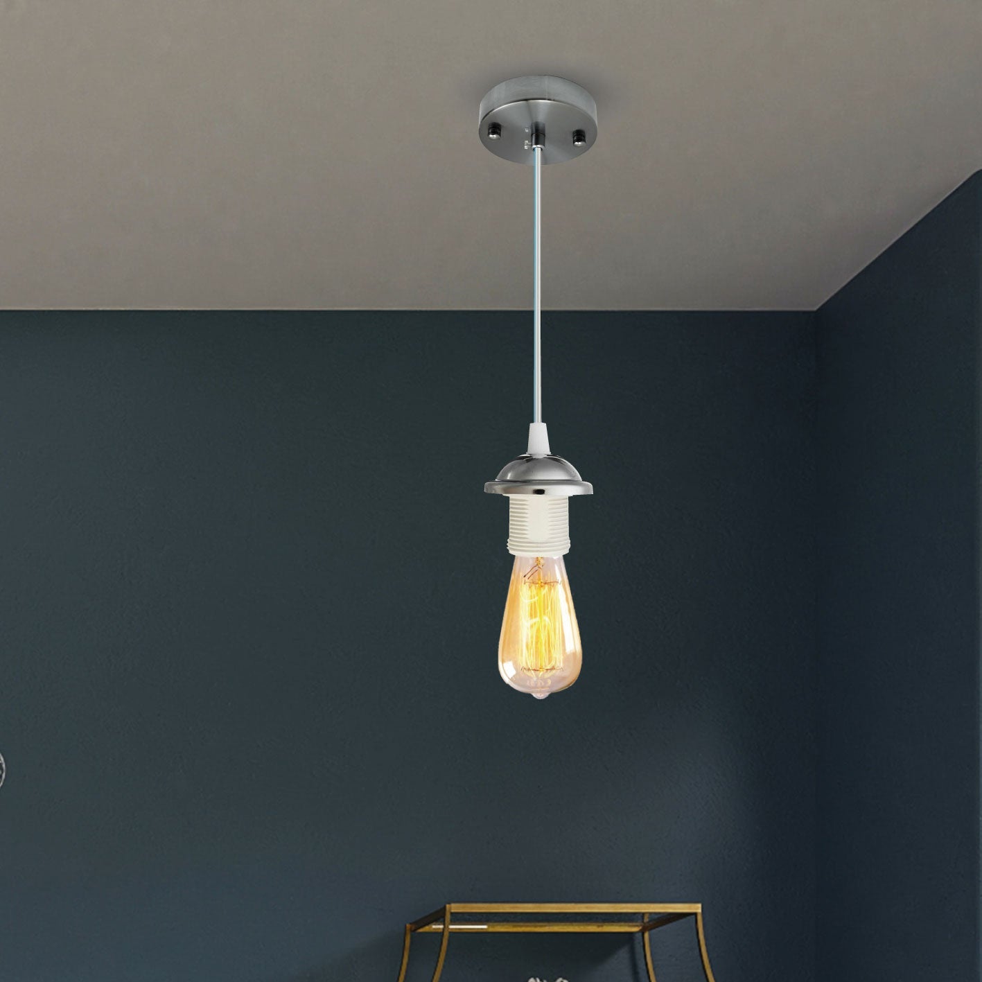 E27 Chrome Ceiling Rose Flex and Pendant Light Fitting~2379