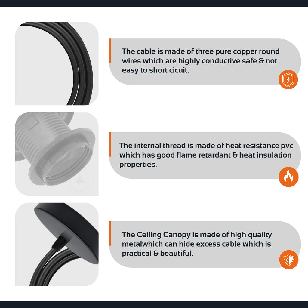 Vintage E27 Cone Rose Gold Pendant Holder Set with Rose Gold Ceiling Rose~4284