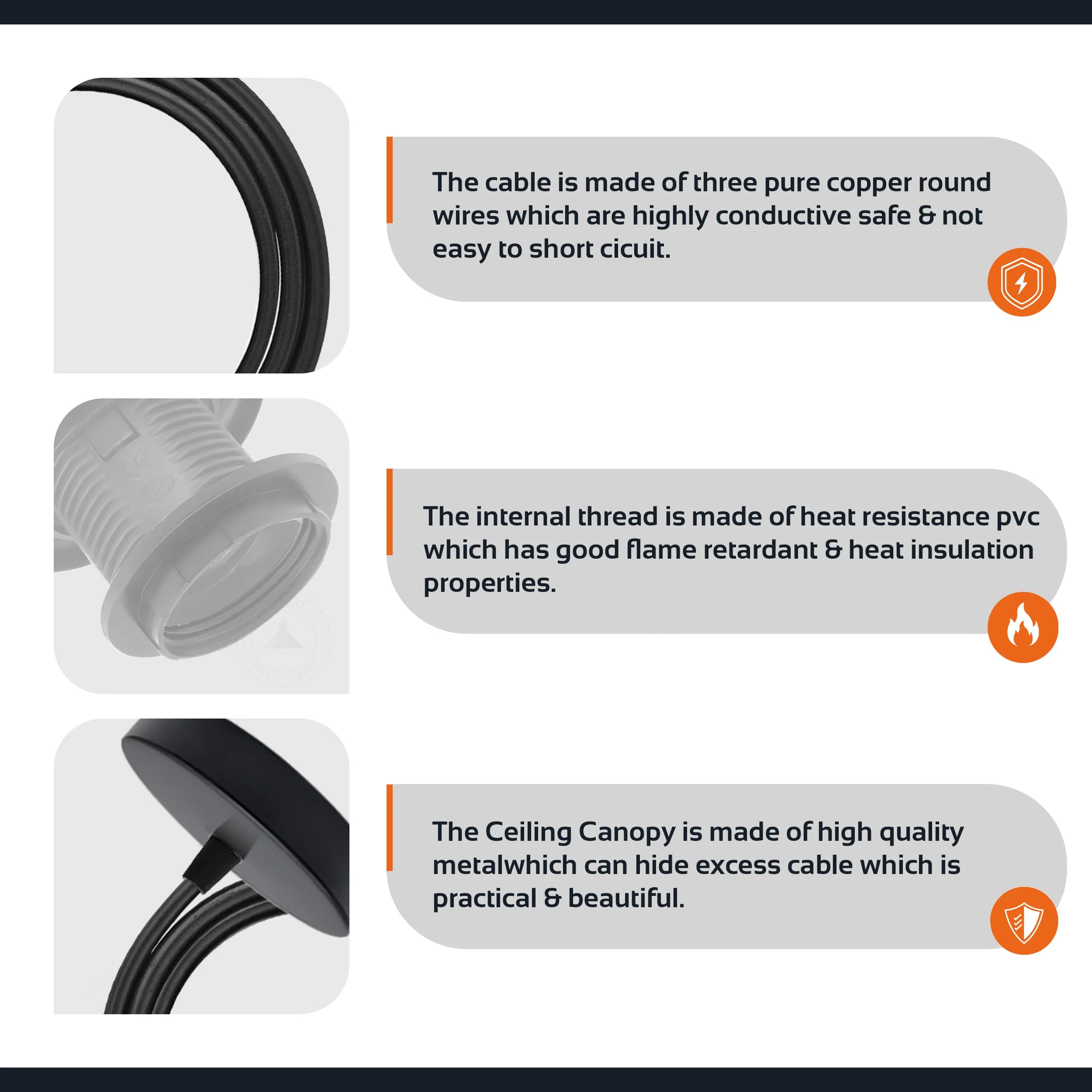 Vintage E27 Cone Rose Gold Pendant Holder Set with Rose Gold Ceiling Rose~4284