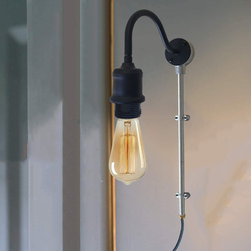 2m Plug with Dimmer Switch Fabric Flex Cable Plug In Pendant Pipe Light Set Black~1606