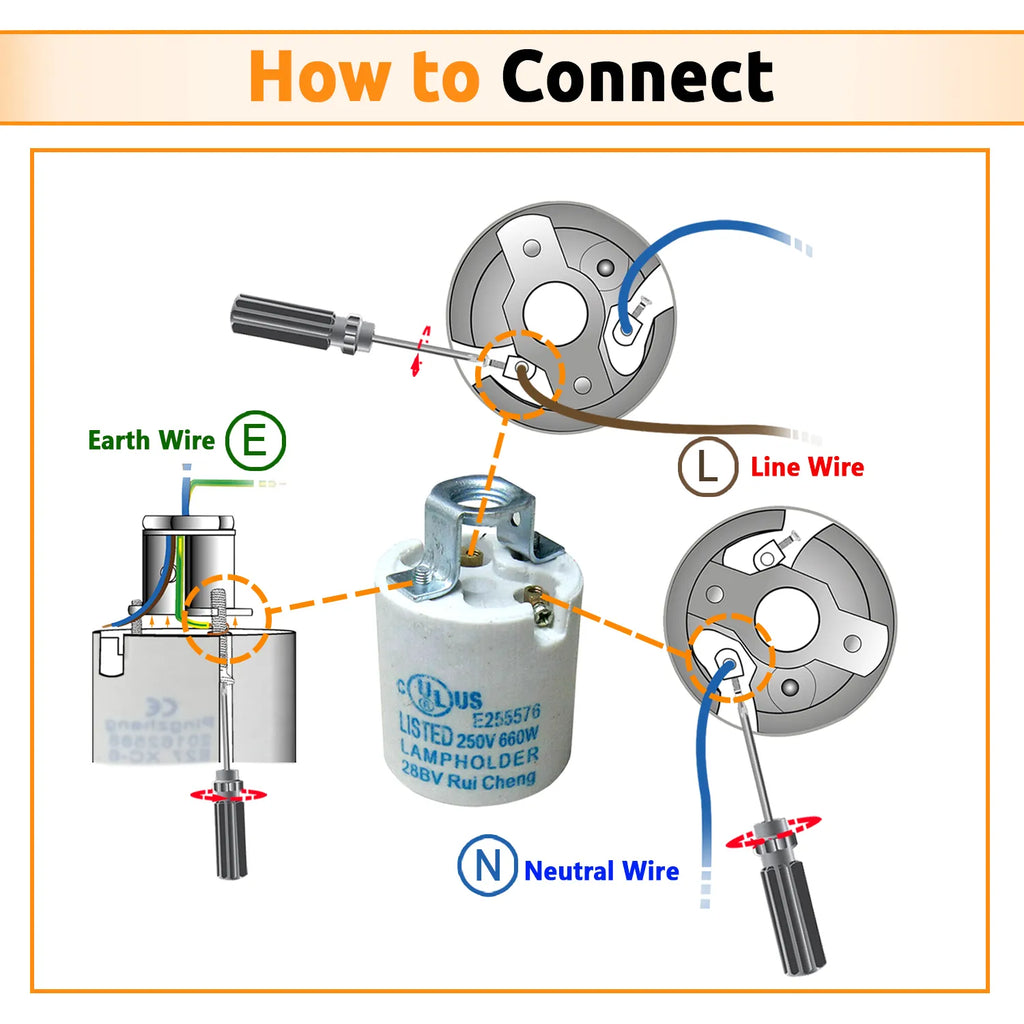 Vintage Industrial Retro Metal Socket  Edison E27 Socket IP20 Hard wired~2727