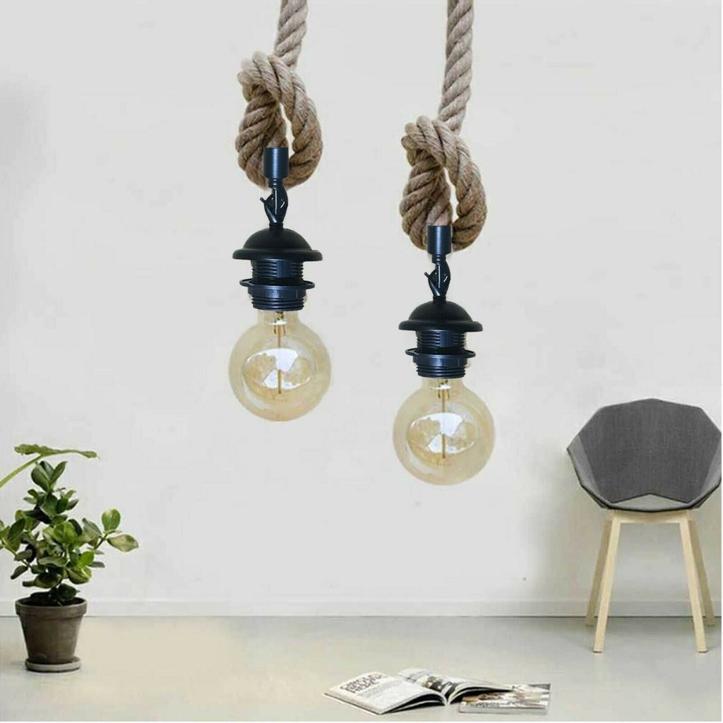 Retro Hemp Rope Iron Pendant Hanging set~2456