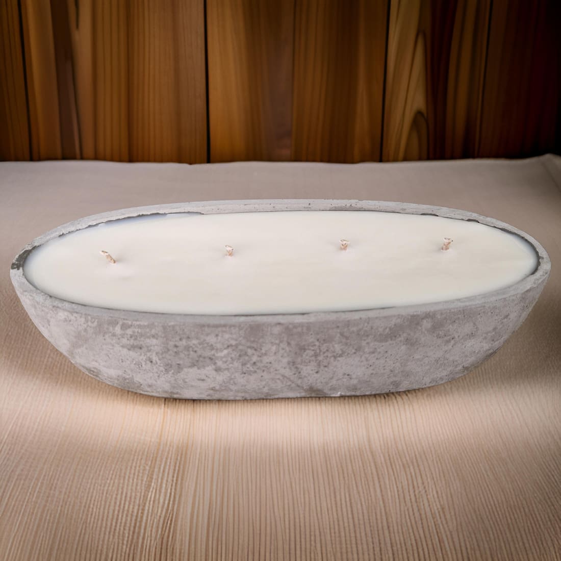 Multi Wick Concrete Oval Loaf Bowl Candle