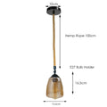 Vintage Industrial Glass Lampshade Edison Hemp Rope Metal Hanging Pendant Lightshade~2268